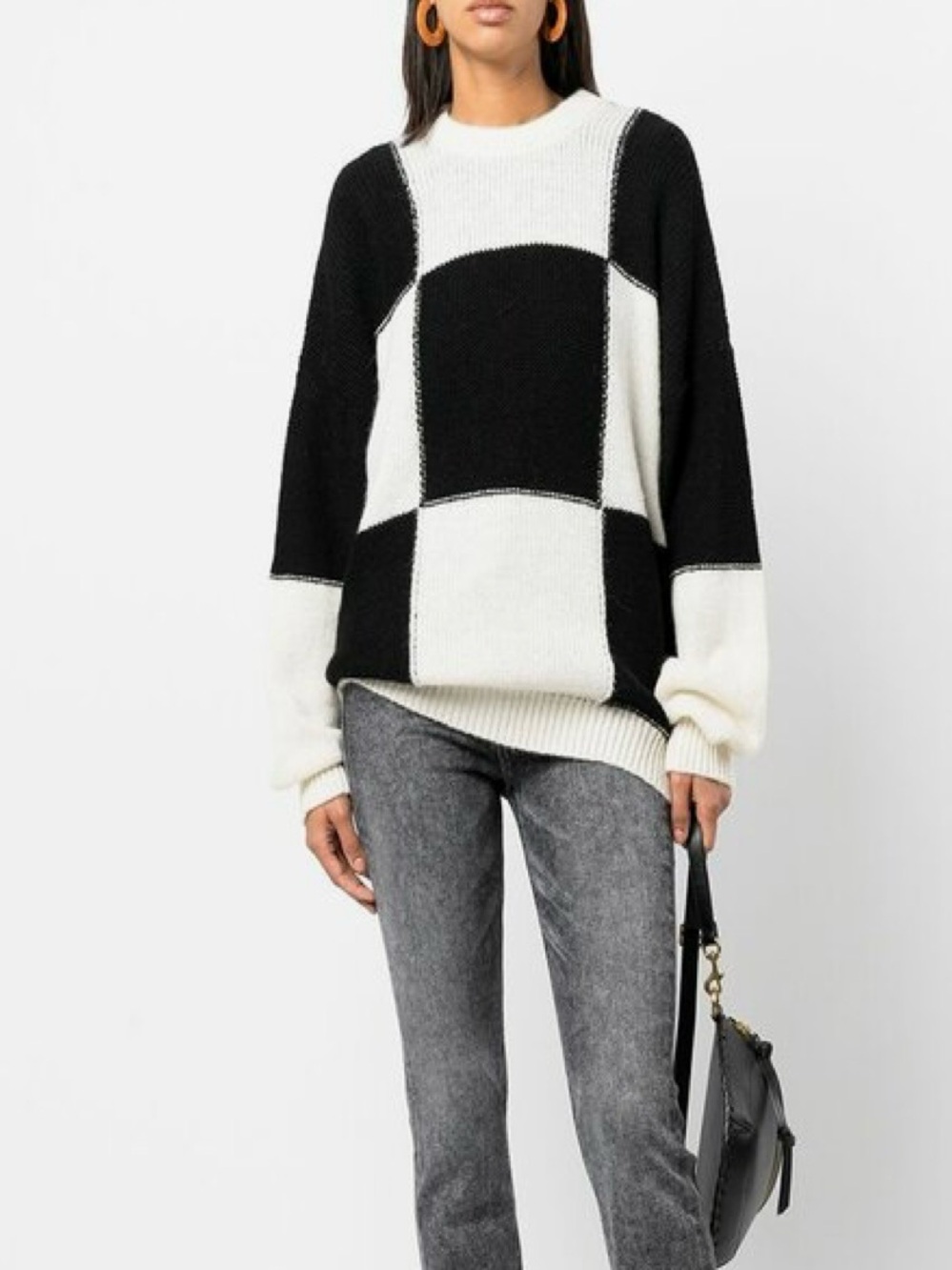 Mother The Long Drop Checkered Entry Fee Alpaca Wool Jumper